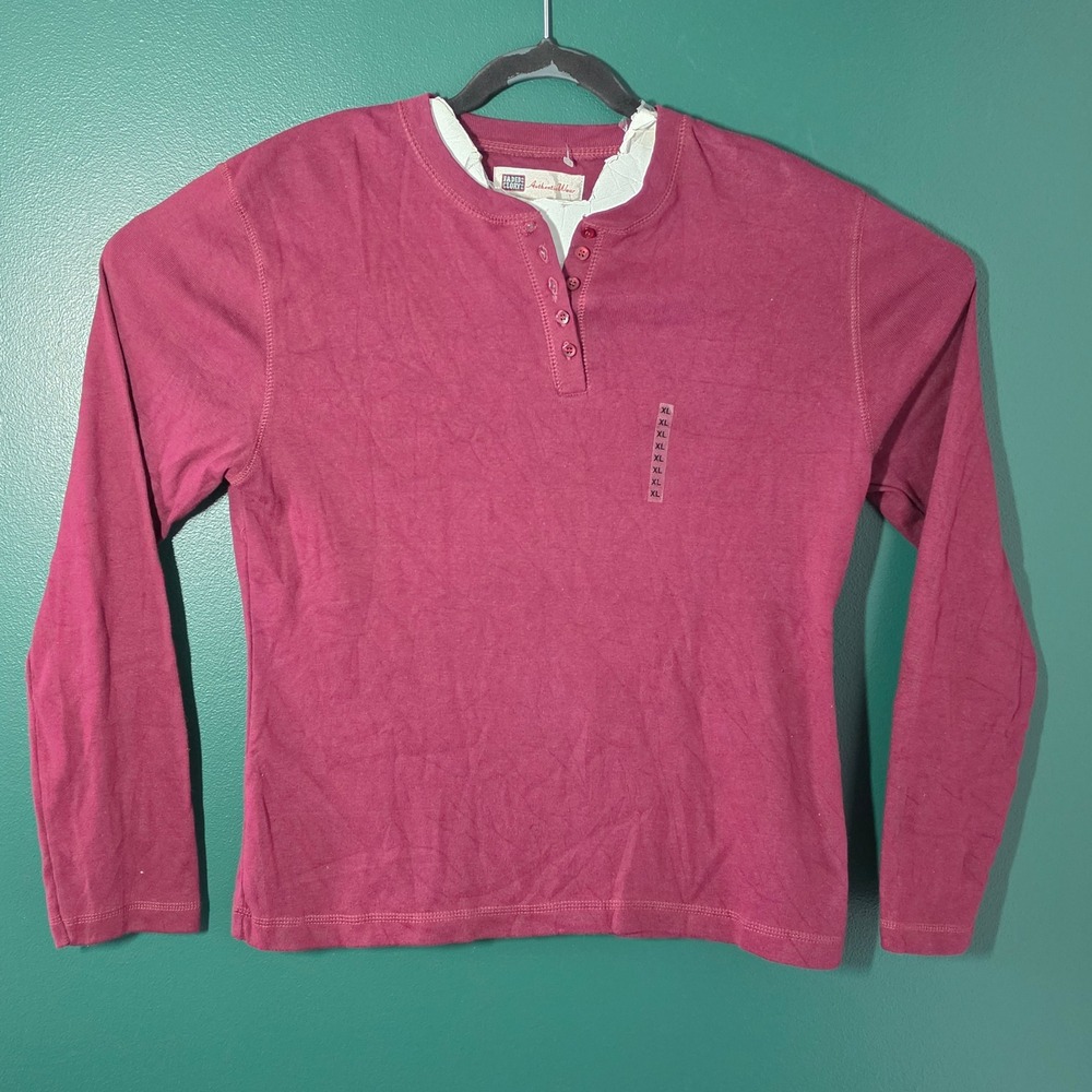 Faded Glory Womens Burgundy Long Sleeve Henley Top Cotton XL FG-06-2232C